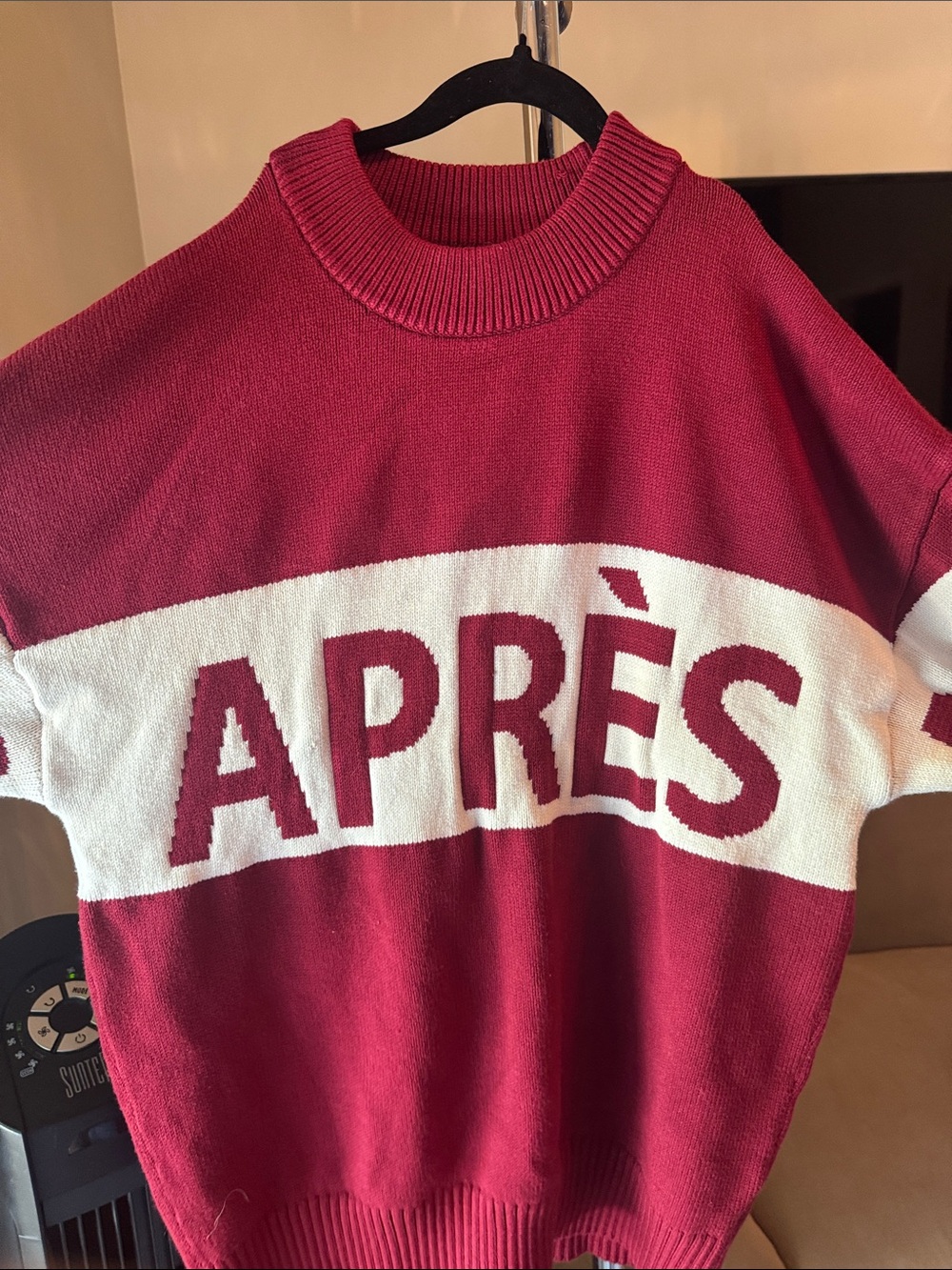Apres Red & White Crewneck Ski Sweater